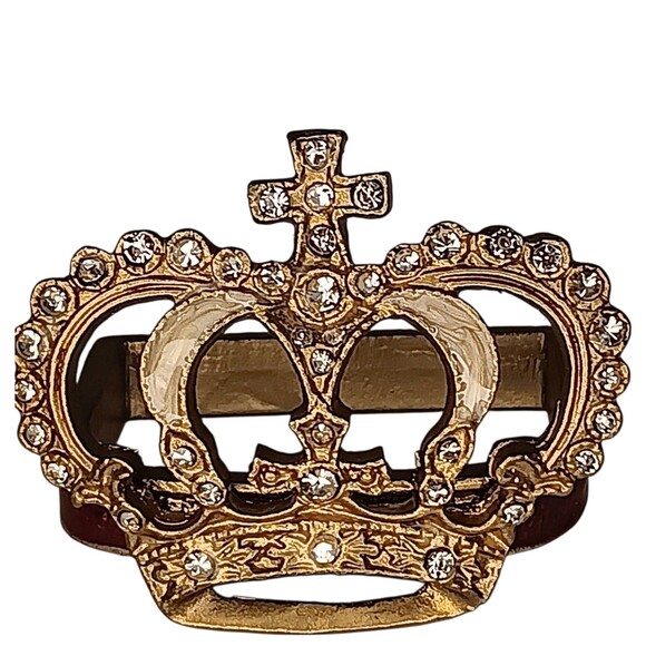 12 Crown Napkin Ring Holders Gold With Rhinestones And Enamel 4 Different Styles - Picture 4 of 13
